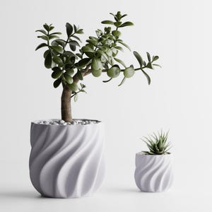 3D Printed Wavy Textured Plant Pot – Modern Minimalist Indoor Planter, Unique Gift for Plant Lovers