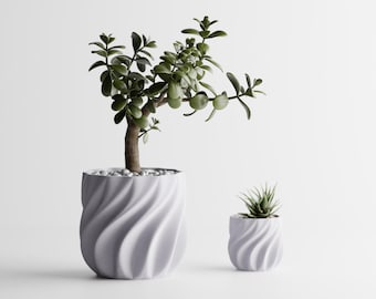 3D Printed Wavy Plant Pot: Modern Minimalist Planter, Unique Desk Decor