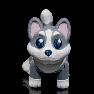 Flexi Husky-sleutelhanger – 3D-geprint schattig en duurzaam hondenliefhebberaccessoire, scharnierend fidgetspeeltje, leuk huisdiercadeau, wigvormige sleutelhanger