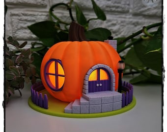 3D-utskrivet pumpahus: Höstdekoration för Halloween med LED-värmeljus
