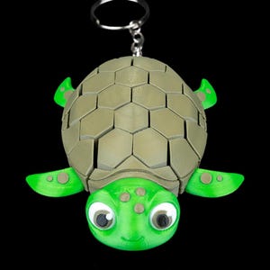 Articulated Sea Turtle Keychain – Cute 3D Printed Sea Turtle, Wiggly Fidget Toy, Animal Lover Backpack Accessory