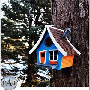 Vogelhaus – 3D gedrucktes Vogelhaus mit Antenne und Schornstein – niedliches Gartendekor für Vogelliebhaber