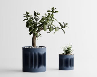 3D Printed Vertical Ridge Plant Pot: Modern Minimalist Planter