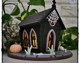 Halloween Mausoleum Tealight Holder | Haunted House Spooky Decor | Gothic Graveyard Candle Display