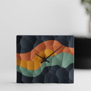 3D Printed Faceted Desk Clock – Modern Geometric Table Clock, Minimalist Home or Office Decor