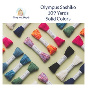 May include: Assortment of 109-yard spools of Olympus Sashiko thread in solid colors. The thread is 100% cotton and is ideal for hand embroidery and quilting.