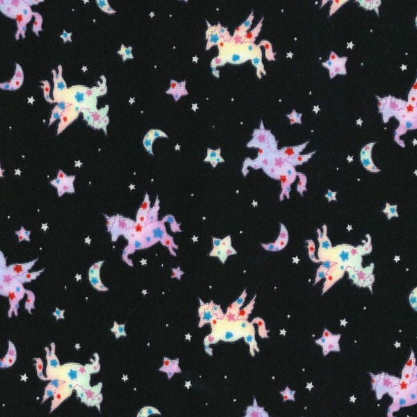 Kokka Pastel Pop Double Gauze - Black Unicorns