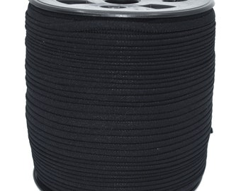 1/16" or 5mm Banded Stretch Elastic Black and White Per Metre