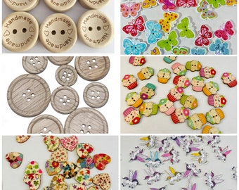 Vintage style Wooden Buttons