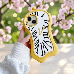 Grappig 3D-klok iPhone-hoesje | Leuk cartoon siliconen schokbestendig hoesje voor iPhone 16 Pro Max, 16, 15, 14 & 13 | Creatief telefoonhoesje cadeau