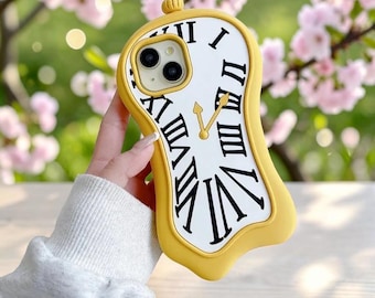 Grappig 3D-klok iPhone-hoesje | Leuk cartoon siliconen schokbestendig hoesje voor iPhone 16 Pro Max, 16, 15, 14 & 13 | Creatief telefoonhoesje cadeau