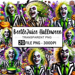 Juice Halloween Horror Clipart Bundle, Beetlejuice Png, Spooky Clipart, Horror Movie Png, Horror Character Clipart, Halloween Png