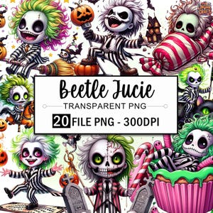 Beetlejuice Halloween Clipart Bundle, Beetlejuice Png, Halloween Clipart, Spooky Png, Horror Movie Clipart, Watercolor Png