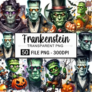 Vampire Clipart Bundle, Halloween Frankenstein Png, Pumpkin Clipart, Monsters Png, Spooky Season Clipart, Frankenstein Png