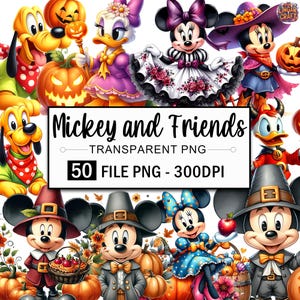 Cute Halloween Clipart Bundle, Mickey and Friends Png, Trick Or Treat Clipart, Mickey Mouse Png, Halloween Clipart, Spooky Png