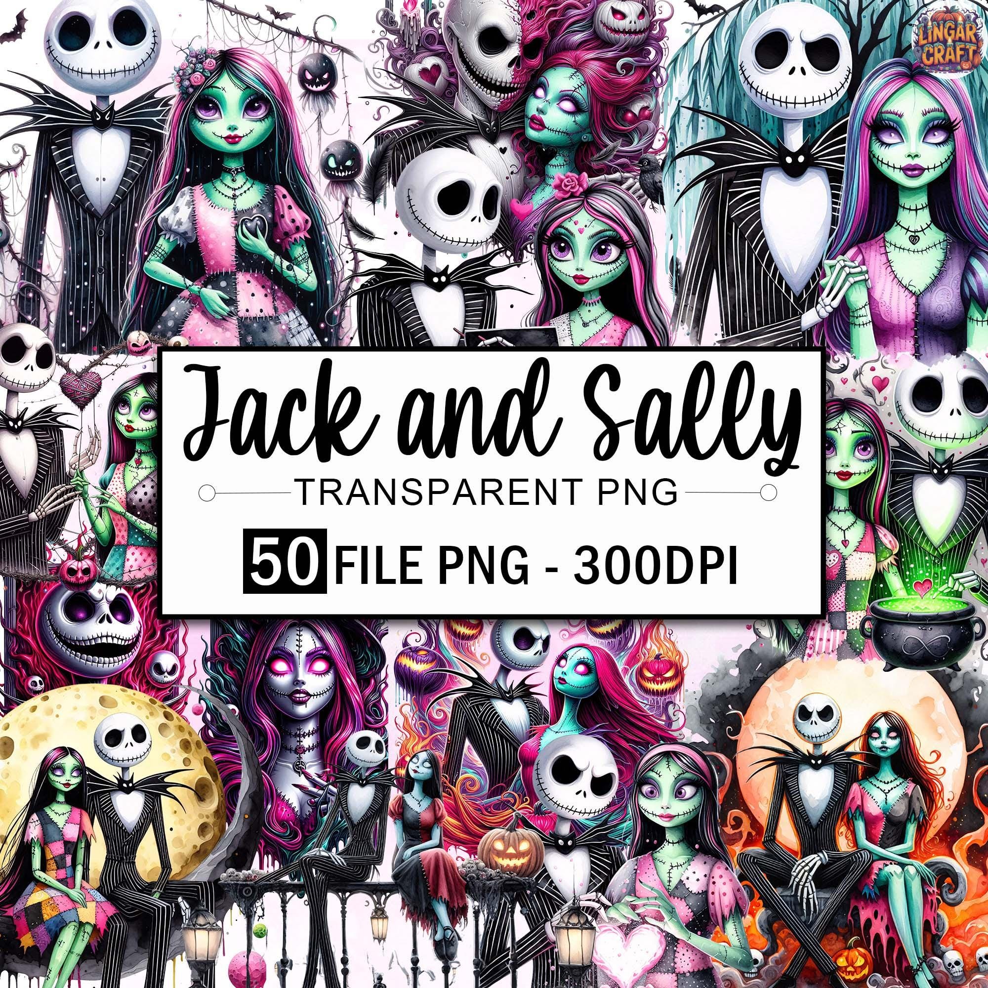 The Nightmare Before Christmas Clipart Bundle, Jack and Sally Png, Jack Skellington Clipart,  Png, Skelleton Clipart, Halloween Png
