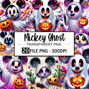 Spooky Holiday Clipart Bundle, Mickey Ghost Png, Mickey and Friends Clipart, Halloween Png, Mickey Mouse Clipart, Horror Png