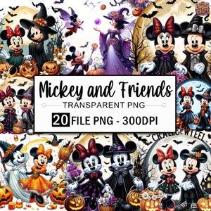 Mickey Clipart Bundle, Halloween Mickey and Minnie Png, Autumn Clipart, Mickey Horror Png, Mickey and Friends Clipart, Spooky Png