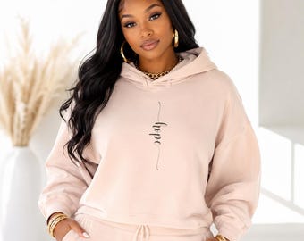 Crop hoodie met Hope-script | Minimale kalligrafie