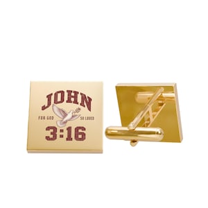 Johannes 3,16 – Manschettenknöpfe mit Taubenmotiv | Religiöser Schmuck aus Gold