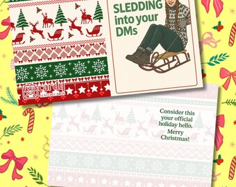 Colección de tarjetas navideñas divertidas / Tarjetas navideñas de películas / Decora los pasillos, Caos navideño, Entra en tus mensajes directos / Tarjetas personalizadas de Cardy