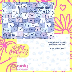 Carte drôle de fête des mères | pour la fête des mères de maman d'animal de compagnie | Carte de maman de chien et de chat | Cartes personnalisées Cardy