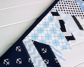 Nautical Baby Boy Nursery Decor, Bunting Banner Flags, Nautical Photography Props- Navy Blue Light Blue Anchors