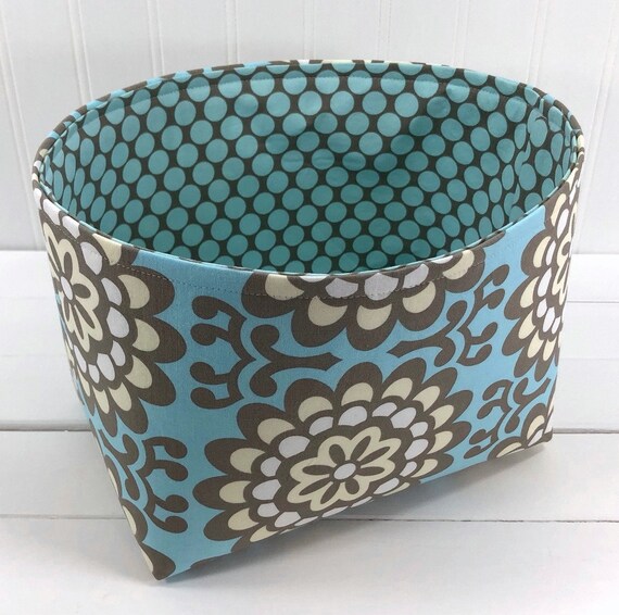 Storage Basket Mudroom Storage Floral Storage Bin Light Blue And Gray Flowers
