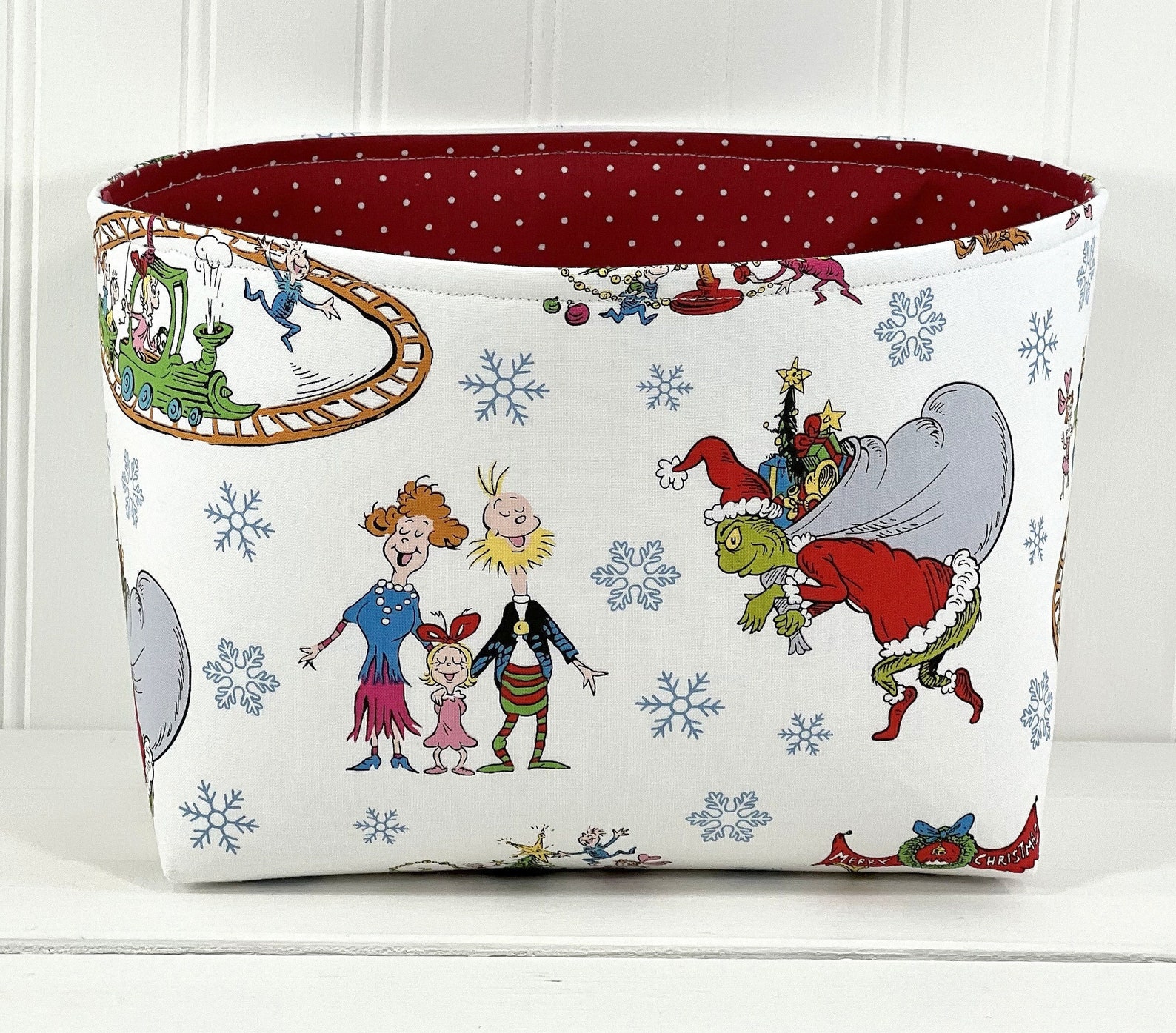 Grinch Christmas Basket Fabric Storage Bin Grinch Christmas Etsy