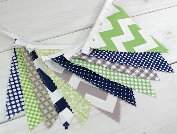 Fabric Bunting Banner Flags Baby Boy Nursery Decor Nursery Etsy