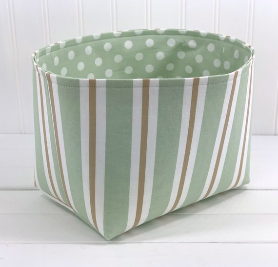 Home Storage Ideas Organizer Bin Storage Basket Mudroom Storage Laundry Room Storage Green And Beige Stripe