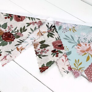 Wildflowers Bunting Banner Garland, Boho Nursery Decor, Coquette Aesthetic Room Decor Blush Pink, Gold, and Green Vintage Floral image 8