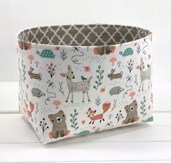 Woodland Nursery Storage Basket Fox Nursery Decor Fabric Etsy