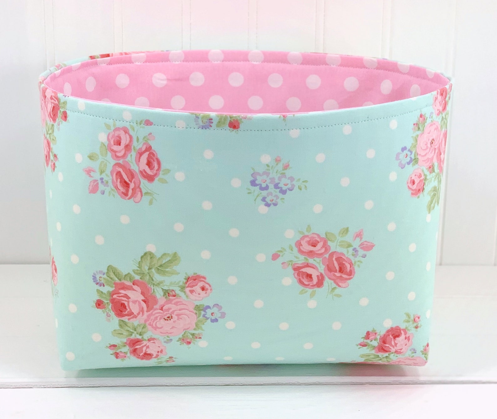 Shabby Chic Storage Basket Fabric Storage Bin Organizer Etsy