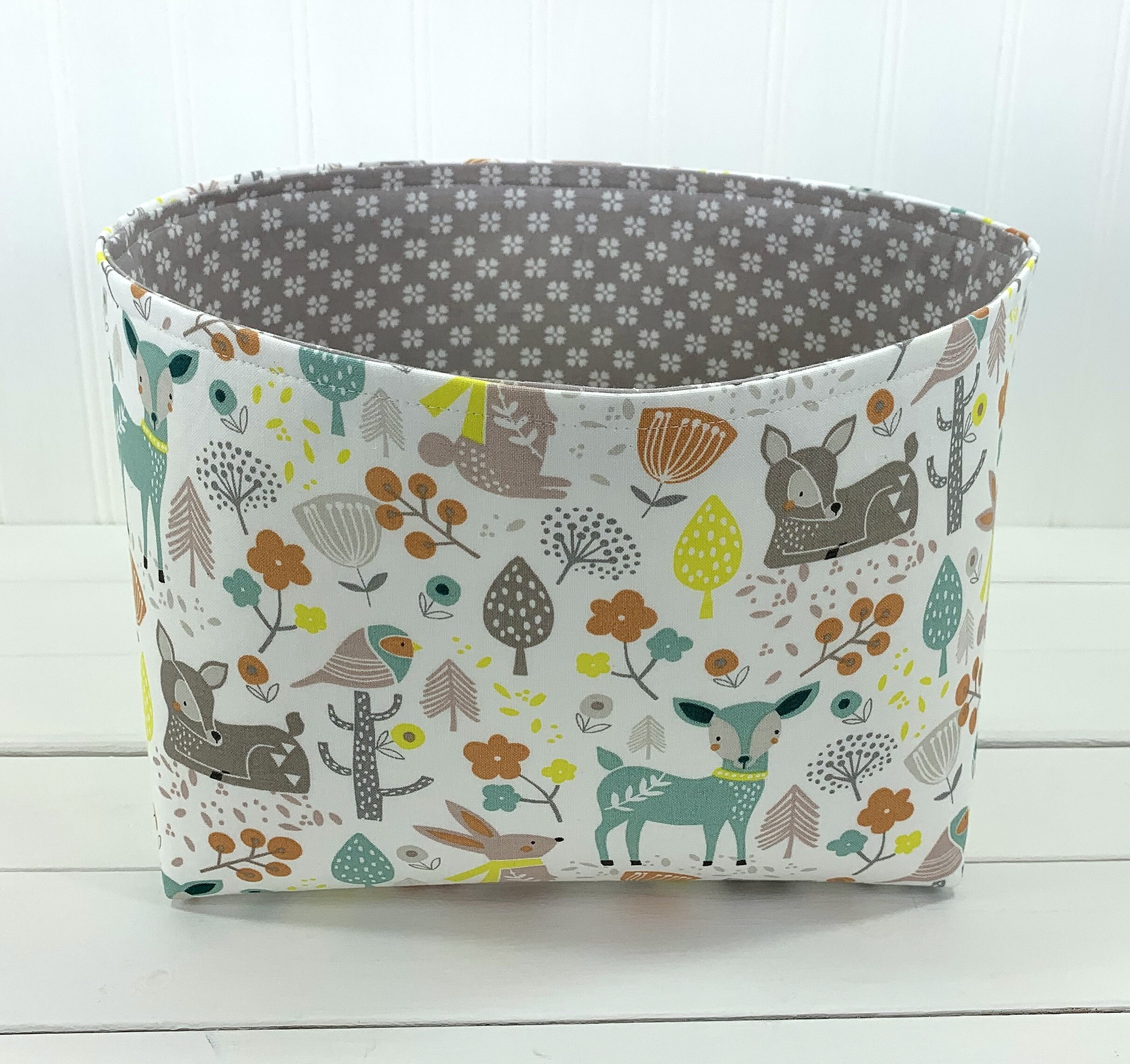 Woodland Nursery Storage Basket Fabric Storage Bin Organizer Etsy