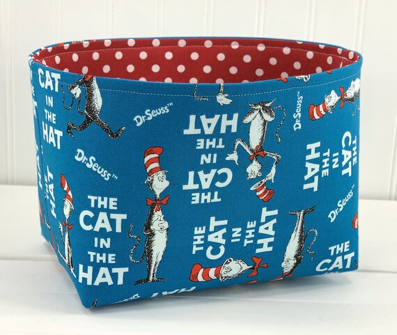 Dr Seuss The Cat in the Hat Fabric Organizer Basket Bin Caddy Storage Container