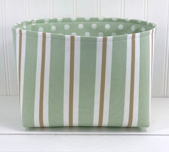 Home Storage Ideas Organizer Bin Storage Basket Mudroom Storage Laundry Room Storage Green And Beige Stripe