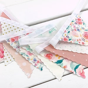 WildFlowers Garland Mini Bunting Banner, Floral Baby Shower Banner Blush Pink, Gold, Mint Indy Bloom Watercolors Flowers image 6