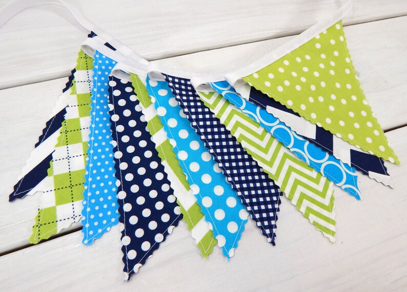 Fabric Bunting Banner Flags Baby Boy Nursery Decor Birthday Etsy