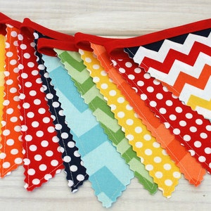 Rainbow Banner Garland Bunting Banner, Happy Birthday Banner, Colorful Birthday Banner - Rainbow Chevron