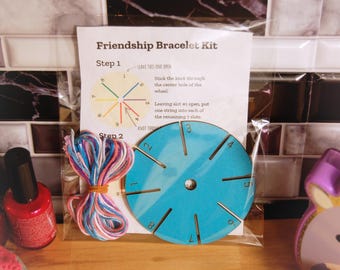 Friendship Bracelet DIY Kit: Weaving Loom, Embroidery Floss & Instructions