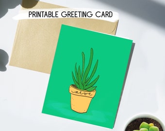 Potted Aloe Plant Printable Greeting Card Digital Alternative Any Occasion