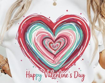 Valentine Heart PNG, Sublimation Design, Abstract Art Clipart, Happy Valentines Day Digital Download, Printable Sticker, T-Shirt Mug