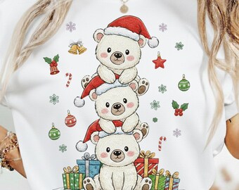 Cute Reindeer Christmas Png, Trendy Boy and Girl Holiday Bear Shirt Design, Christmas Gift Png For Kids, Merry Christmas Png, Digital File