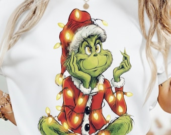 Retro Grinch Christmas PNG, Cindy Lou Who Clipart, Max Dog Sublimation, Xmas Cartoon Digital Download, Funny Holiday Printable