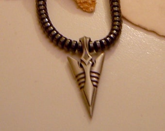 Silver Fletcher Arrowhead Pendant with Hematite and Crystal Necklace