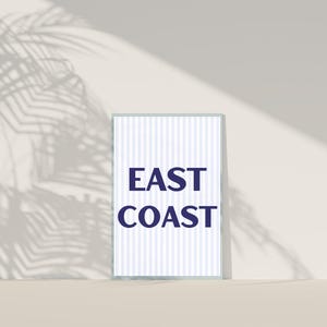 East Coast Print | Coastal Granddaughter | Blue Stripes | Coastal Cowgirl | Wall Art | Preppy Blue Room Decor | Aesthetic Printable Art