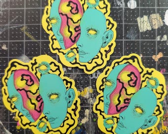 Original Art Creepy Sticker - Waterproof Matte Laminate Vinyl