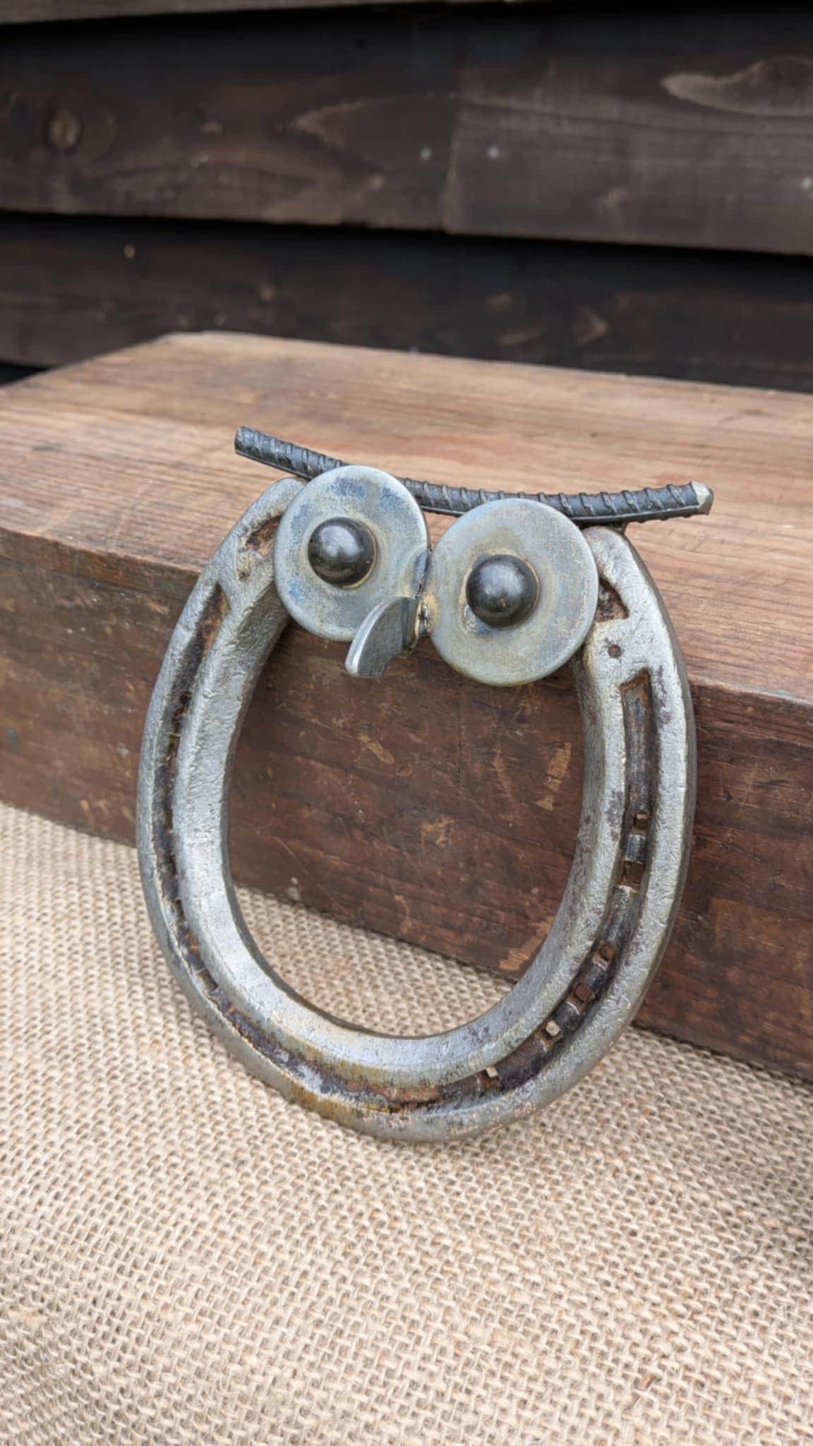 Recycled Horseshoe Owl Garden Wall Art