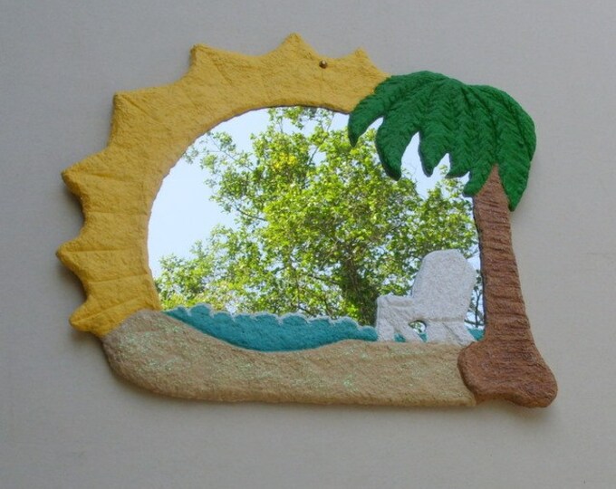 Paper Mache Beach Scene Mirror Etsy